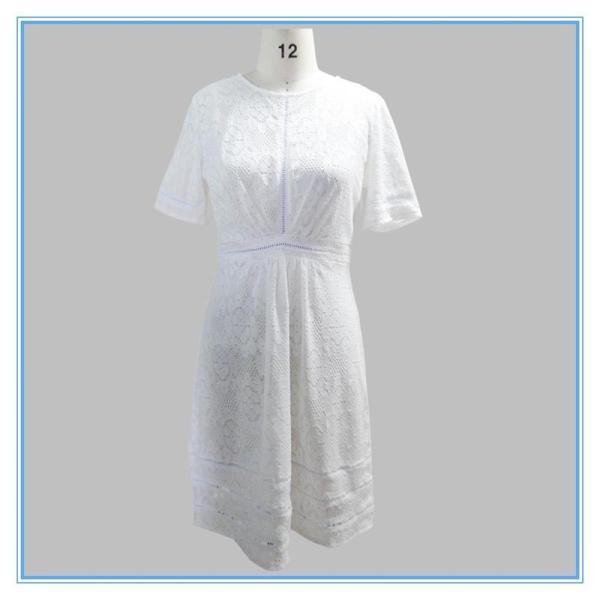 European Summer Fashion Elegant White Lace Cotton Dress Pattern Wholesale