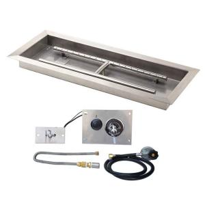 China Rectangle 400x400mm Gas Propane Fire Pit Burner System With Covers on sale