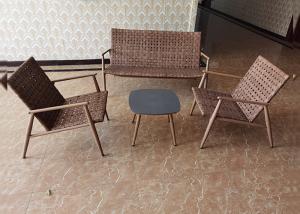 China Aluminum KD Garden Rattan Set 5mm Tempered Glass wholesale