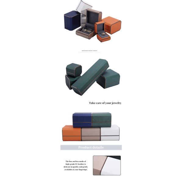 Custom Elegant Gold PU Leather Jewelry Packaging Box for Rings Necklaces and Bracelets