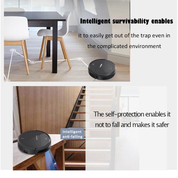 Customized Languages Remote Control Robot Vacuum Cleaner With Base Station