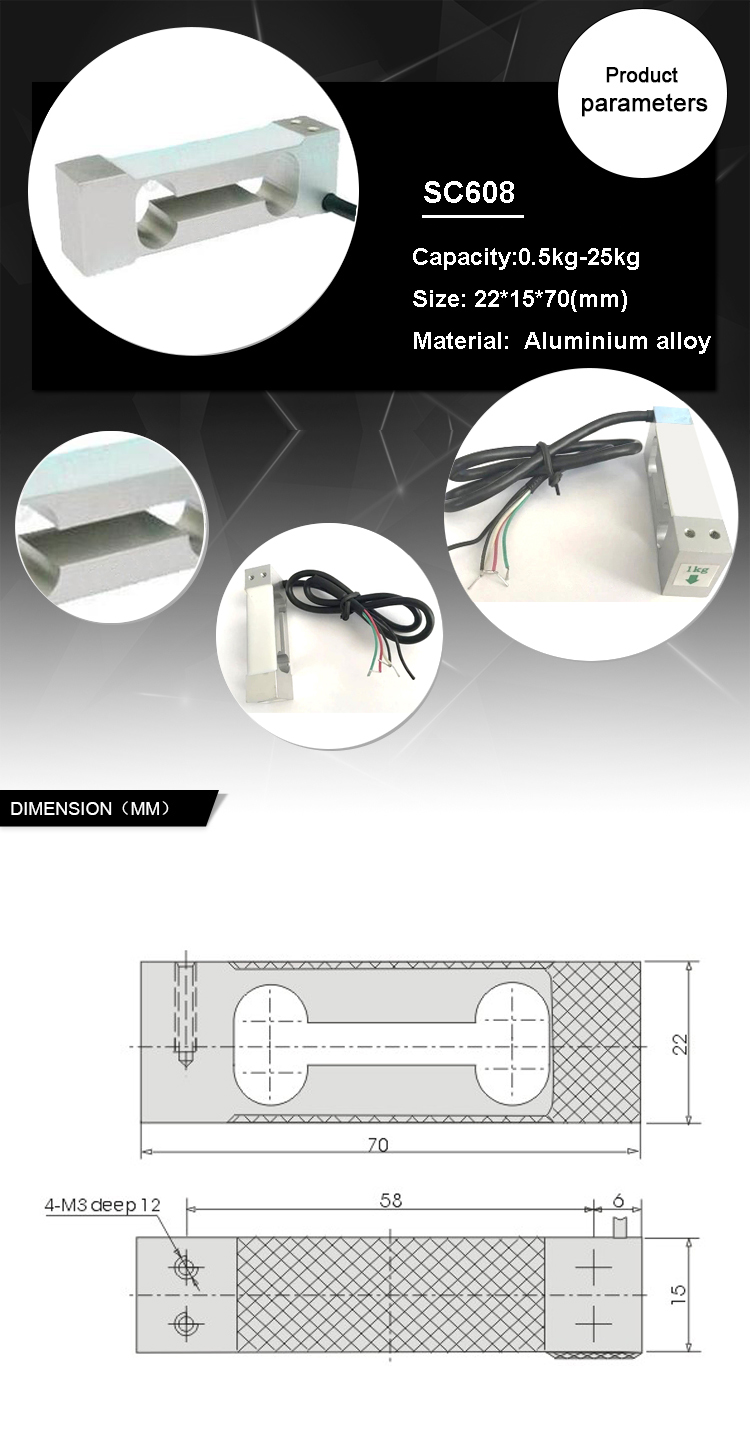 Sensorcon SC608 high precision Micro Load Cell 300g 500g 1.5kg 3kg 6kg 10kg weighing scales load cell