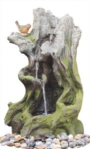 Old Wooden Stake Decorative Outdoor Tiered Water Fountains In Cement Material
