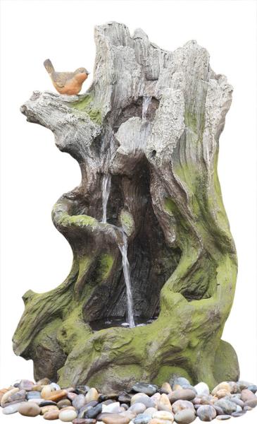 Quality Old Wooden Stake Decorative Outdoor Tiered Water Fountains In Cement Material for sale