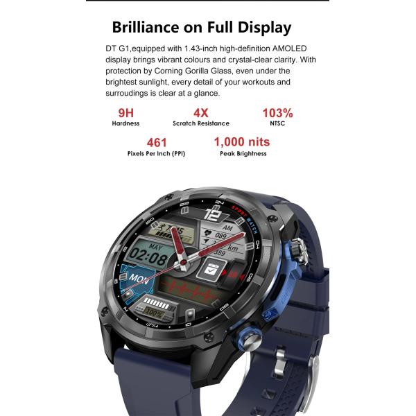 Watch DT G1 Multifunctional BT Call Sports Watch GPS Track Compass 5ATM Waterproof Heart Rate Fitness