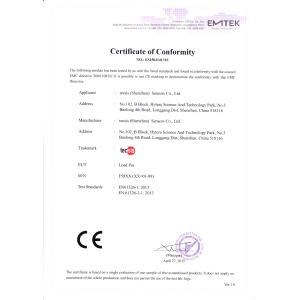 tecsis (Shenzhen) Sensors Co., Ltd Certifications