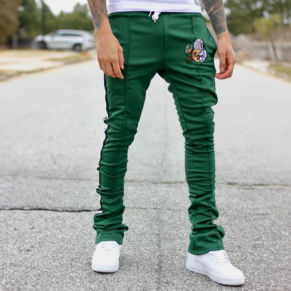 OEM Custom Embroidery Print Logo Slim Fit 100 Cotton Heavyweight Stacked Flared Sweat Pants Track Pant Sweatpants Men