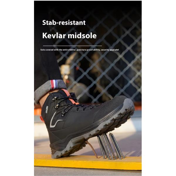 Brown / Green / Black OEM Security Work Boots Microfiber Leather Steel Toe Kevlar Midsole Work Shoes Rubber Sole