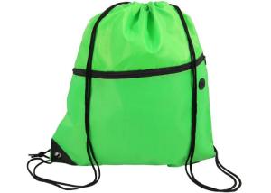 Colorful Polyester Drawstring Bag Backpack Waterproof With Front Zipper Pocket