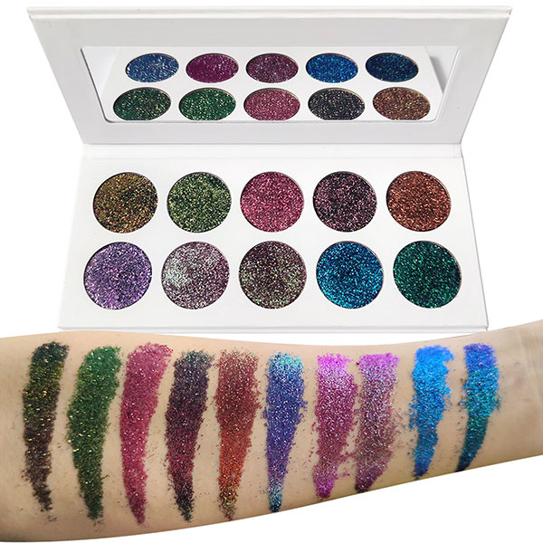 10 Colors Vegan Makeup Pressed Glitter Eyeshadow Palette