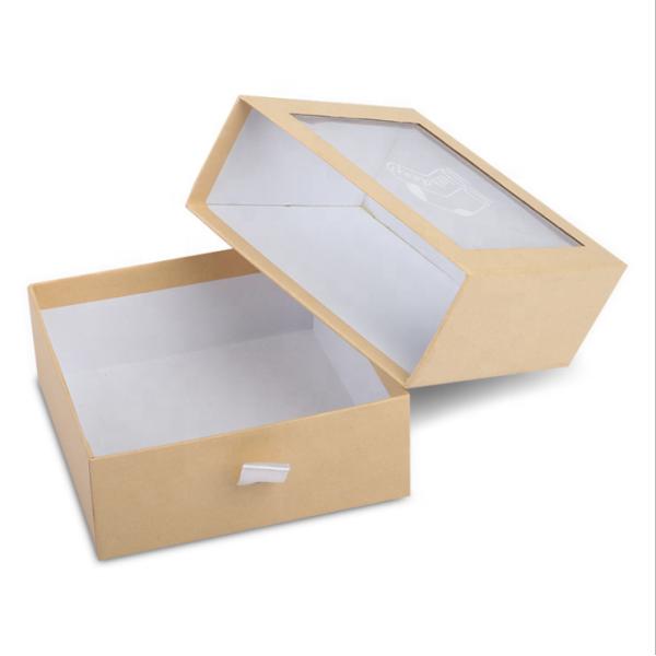 Wholesale Custom Logo Recycled Materials High-end socks pvc gift box with window drawer packaging box