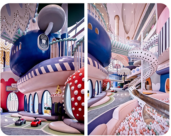 Four Level Daycare Indoor Playground Equipment , 6M Playground With Ball Pit