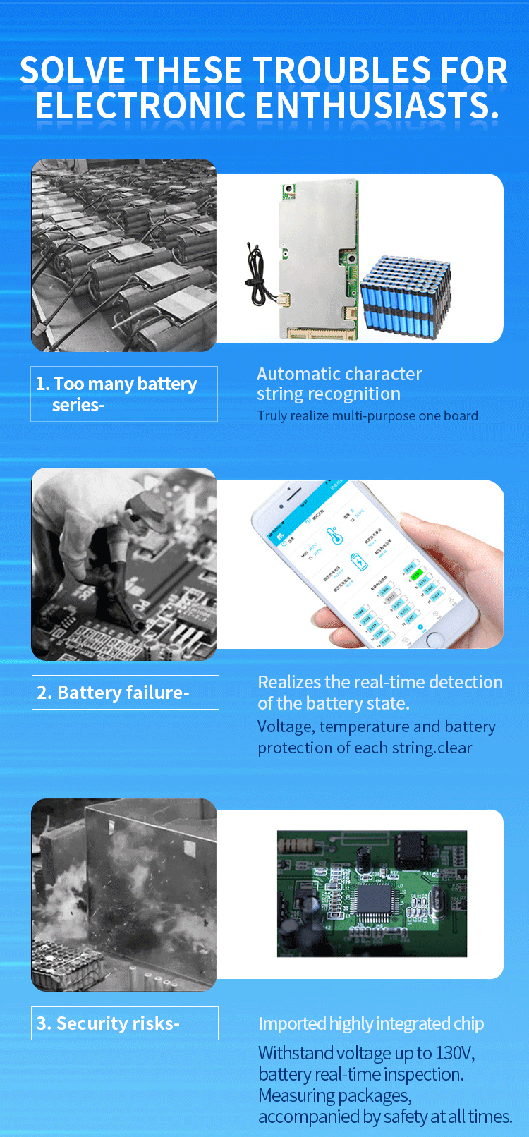 OEM Li-Ion Lifepo4 NMC Sodium Ion Battery BMS 6S - 16S 20A - 60A With Balance