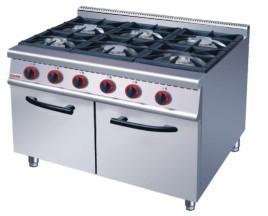 China CE 6 Burner Gas Range Commercial Cooking Equipments With Cabinet wholesale