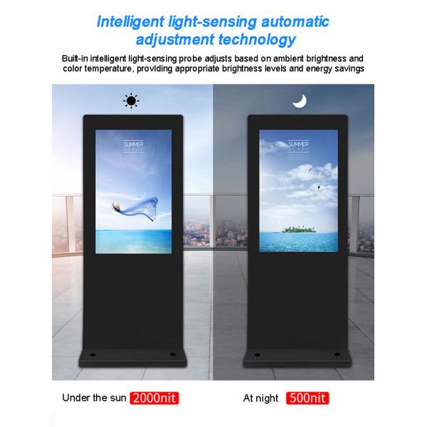 Moveable Outdoor Floor Stand Display LED Poster Screen Black Floor Standing IP67 LCD 4K SDK Kit P3 Led Panel