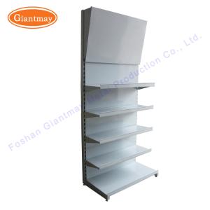 China Metal Pegboard Display Rack Singel Sides 4 Tiers Stand With Shelves wholesale
