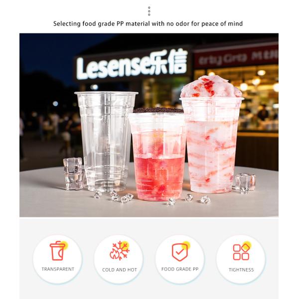 Custom Disposable PET Plastic Cups 96 Caliber 260ml 370ml 410ml 480ml Juice Drink Bubble Tea Cups