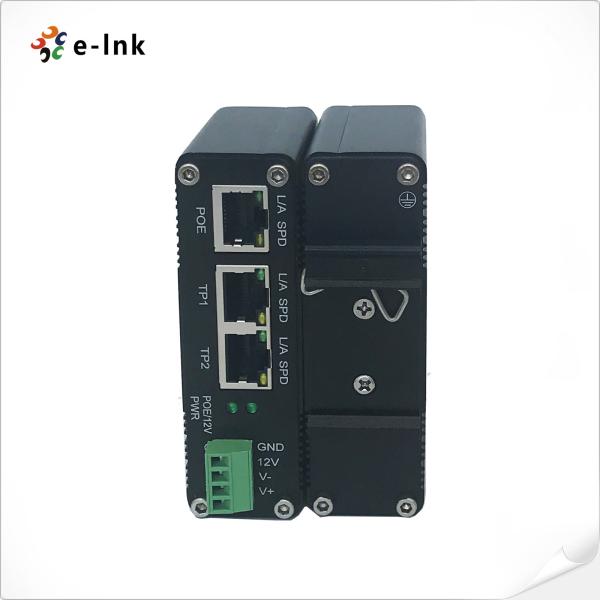 Quality Industrial IEEE802.3af/at PoE Splitter with 2-port switch function, output voltage 12VDC for sale