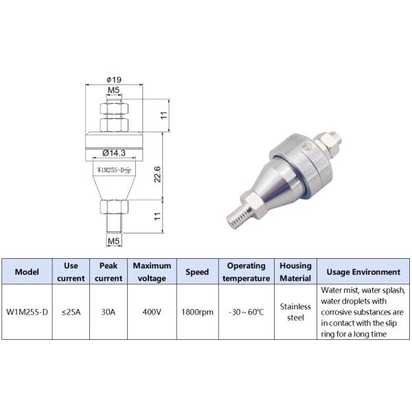 25A Current Electroplating Special Liquid Slip Ring Stainless Steel Shell Anti Corrosion