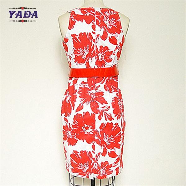 Ladies slim style sleeveless floral casual dresses women elegant designs fat ladies lady dress made in China