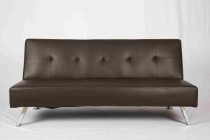 Living Room Leather Pull Out Couch Plating Feet Ergonomic For Saving Space