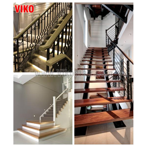 Steel Cable Stair VK67SC Tread Beech glass Aluminum Baluster Glass Handrail 304 Stainless Steel Carbon SteelPowder-coate