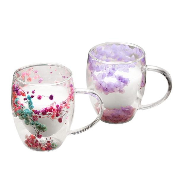 Bulk 350ml Flower Coffee Mugs & Glass Cups | Wholesale Custom Logo Heatproof BPA-Free Business Gifts