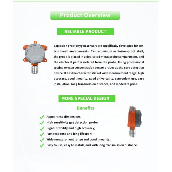 High Precision UBOC-WAC01 Y Oxygen Sensor For Gas Detection 4-20mA 0-30% 0-100%