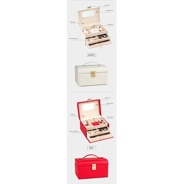 3 Tier Portable Travel Jewelry Case , Lockable Portable Earring Display Cases Synthetic Leather