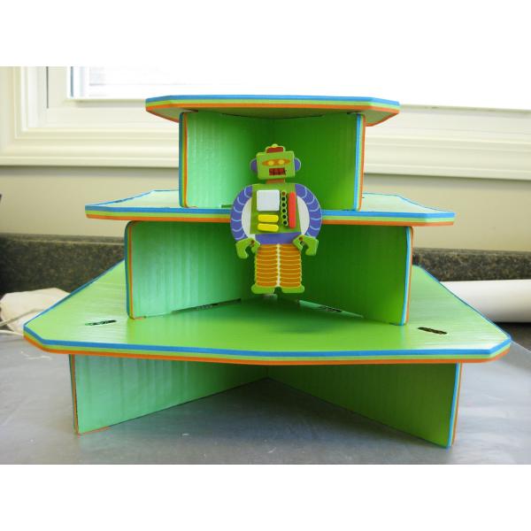 Kids Birthday Cupcake Stand , Square Shape 3 Tier Cardboard Cupcake Stand