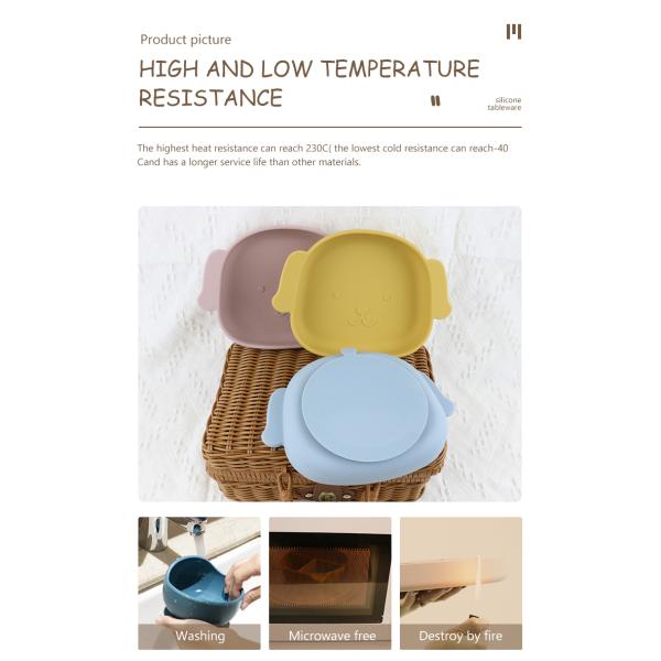 Dog Shape Toddler Silicone Plates Food Grade Non Toxic Eco Friendly