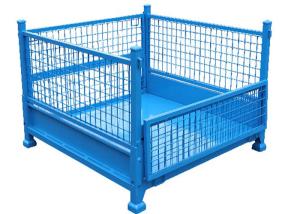 China Foldable Wire Mesh Pallet Cage Stackable Stillage With 1500kg Load wholesale