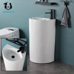 Ceramic Pedestal Free Standing Wash Basin Multiple Shape OEM ODM
