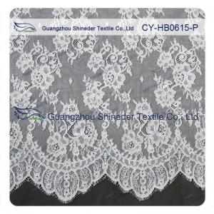 China Chantilly Lace Fabric Eyelash Lace Trim For Womens Dress , White And Gray wholesale