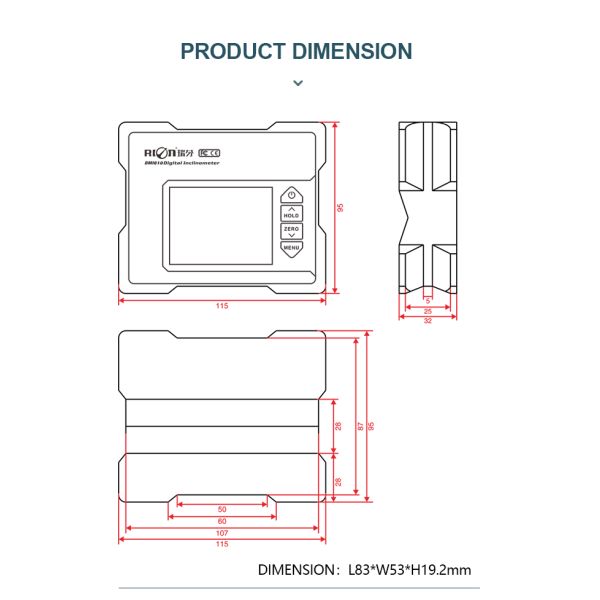 1.5V 2 Axis Magnetic Digital Protractor DMI