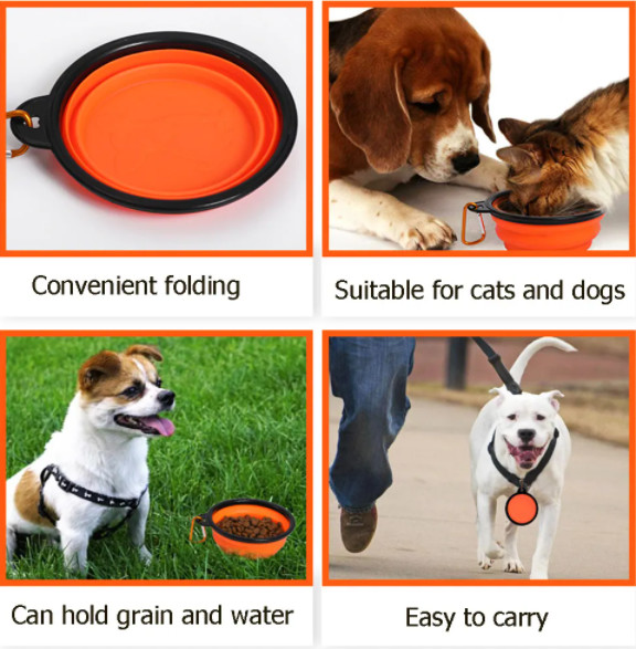 No Spill Foldable Plastic Pet Food Bowls Travel Raised Insulated Portable Dog Bowls