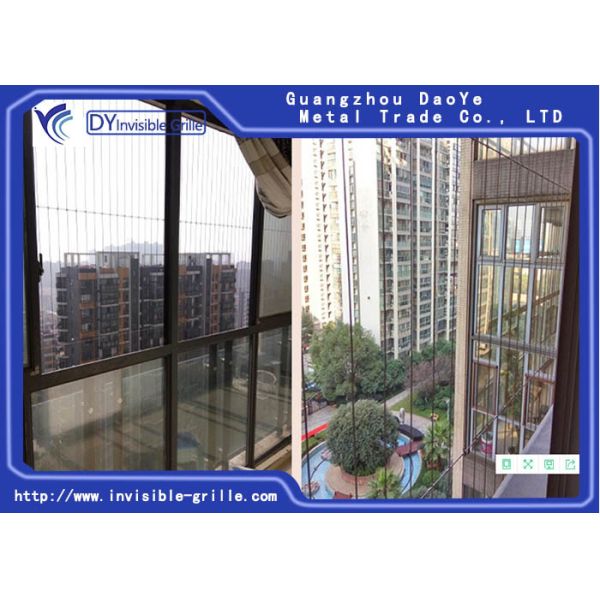 Quality Aluminum Track 316 SS Nylon Coating Balcony Invisible Grille for sale