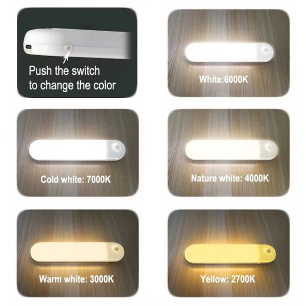 Rechargeable Motion Sensor Light With Adjustable Color Temperature Cabinet Light