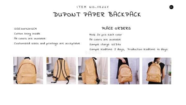 Quality dupont tyvek backpack for sale