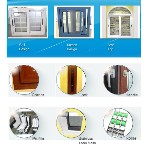 Modern Design Double Leaf Aluminium Sliding Window Models With Mosquito Net For Residential
