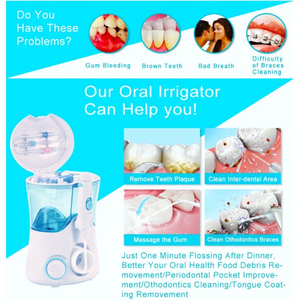 7pcs Nozzles Water Flosser Electric Dental Countertop Oral Irrigator For Teeth