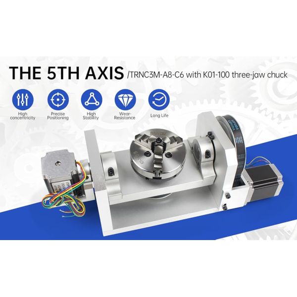 CNC Router 4th 5th A Axis Rotary Table Dividing Head Nema 23 Stepper Motor