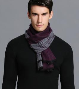 China silk and viscose blended Thick Check Reversible Mens Scarf For Winter on sale