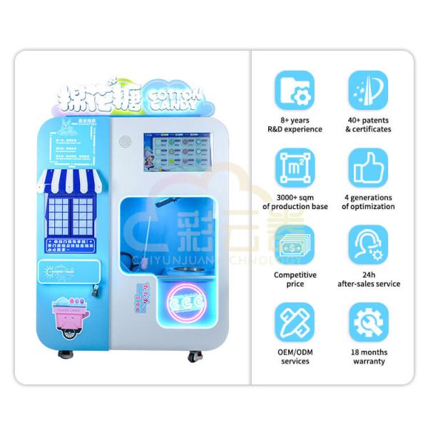 3000W Automatic Candy Floss Vending Machine For Pink / Blue Cotton Candy Delights