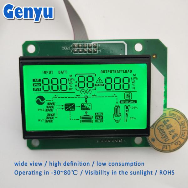Quality 5.0V Custom Segment LCD Display HTN Positive Green Backlight Inverter LCD Display for sale