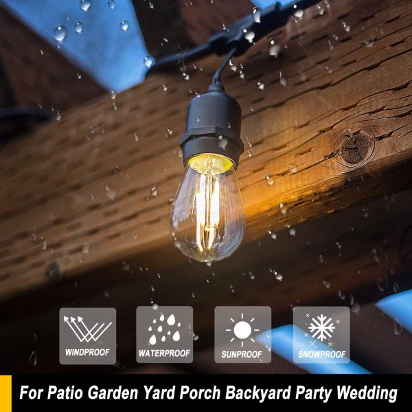 Christmas Style 48ft S14 LED Edison Bulbs String Lights For Indoor Outdoor