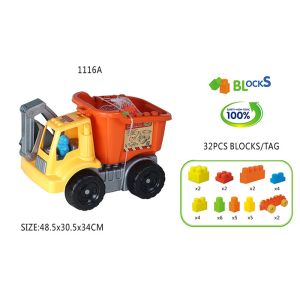 China 32Pcs Toddlers Baby Building Blocks With 19  Excavator Truck Non - toxic on sale