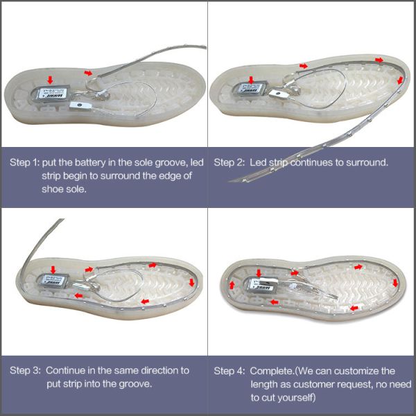 CE ROHS 23.6in Battery Operated LED Flashing Shoe Light For Kids / Sports Shoes