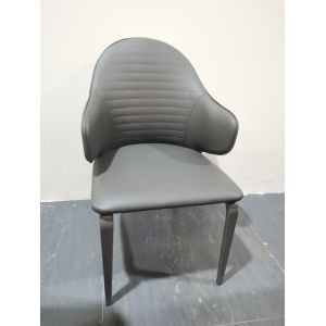 Graceful Chairs With Metal Legs , PU Brown Leather Dining Chair