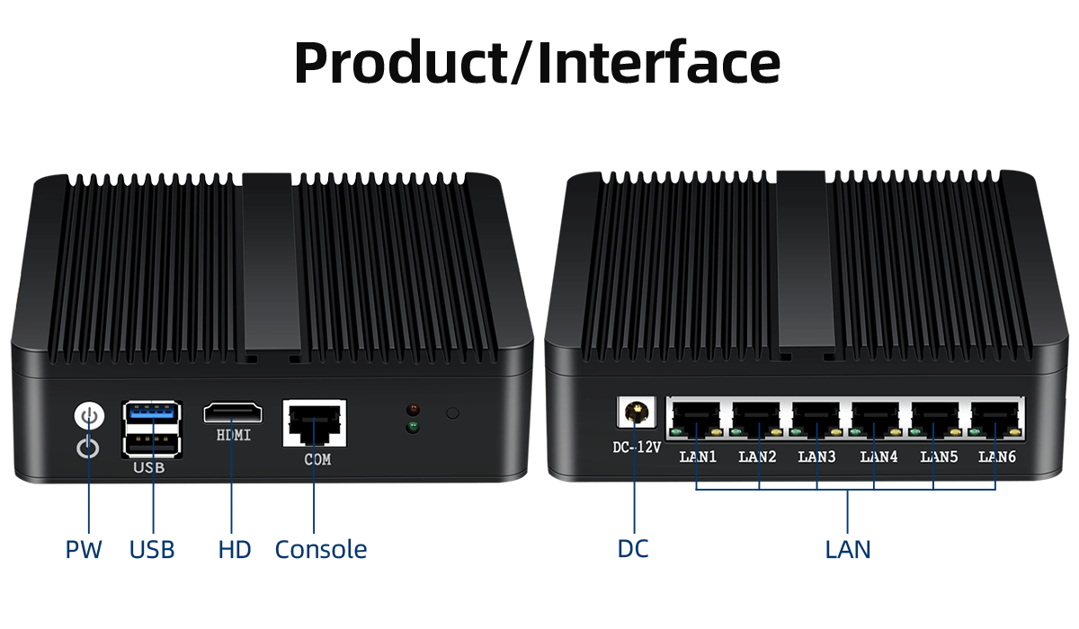 6 Gigabit Ethernet RJ45 J1900 Firewall Router Ubuntu Desktop Router With WiFi